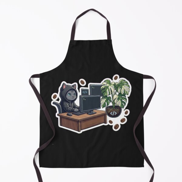 Item preview, Cute Cat Programming with Rare Monstera Albo Plant designed and sold by Barkashow.