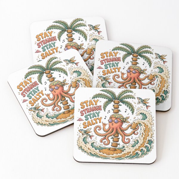 Item preview, Stay Strange Stay Salty Octopus Palm Tree Beach Sticker designed and sold by Soeklahan07.