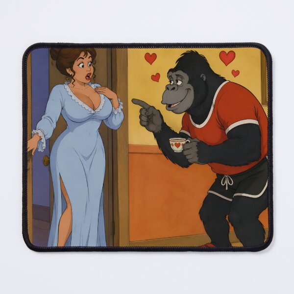 Item preview, Hopelessly in Love – Funny Gorilla Romance Cartoon designed and sold by  Hollow Moon Studios..