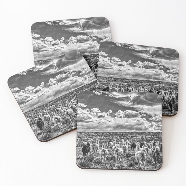Item preview, Andean Llama Herd - Black and White Photo - Wildlife Print designed and sold by Keltoi-art.