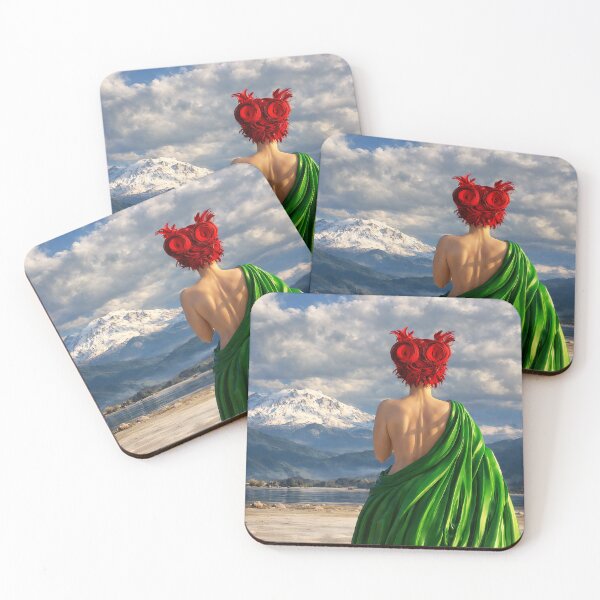 Item preview, Woman with Red Hair - 3D Art Snowy Mountain - Surreal Print designed and sold by Keltoi-art.
