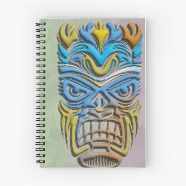 Item preview, Colorful Tiki Mask - Blue and Yellow Pop Vector Art - Tropical Print designed and sold by Keltoi-art.