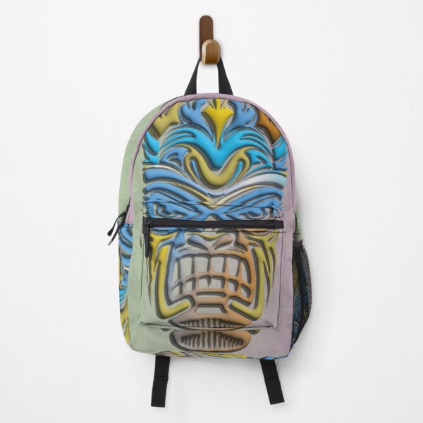 Item preview, Colorful Tiki Mask - Blue and Yellow Pop Vector Art - Tropical Print designed and sold by Keltoi-art.
