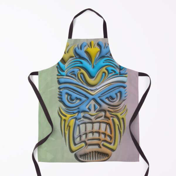 Item preview, Colorful Tiki Mask - Blue and Yellow Pop Vector Art - Tropical Print designed and sold by Keltoi-art.