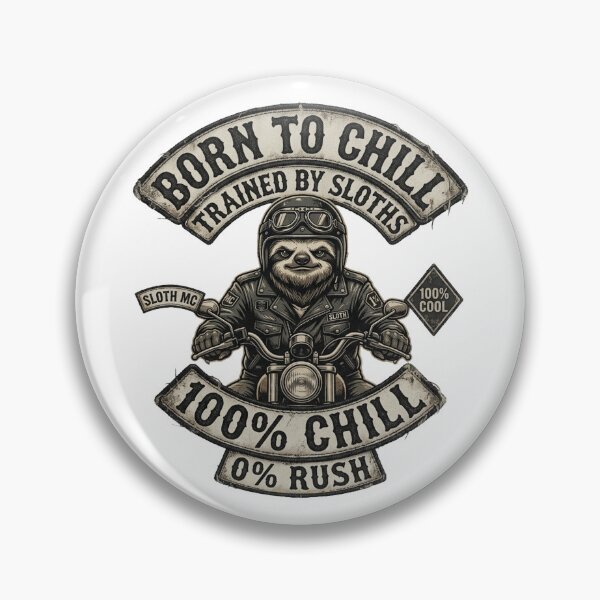 Item preview, Sloth Life No.3: 100% Chill 0% Rush Vintage Biker Sloth designed and sold by NO BEAVER NO PUNK.