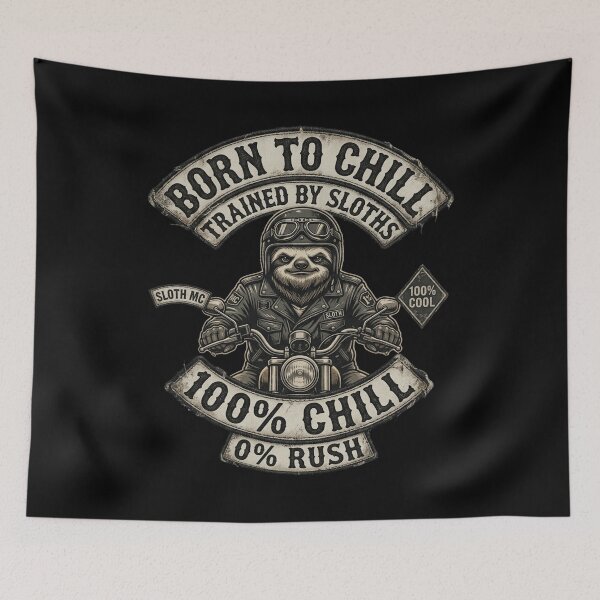 Item preview, Sloth Life No.3: 100% Chill 0% Rush Vintage Biker Sloth designed and sold by NO BEAVER NO PUNK.