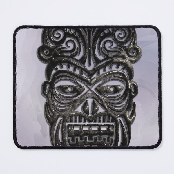 Item preview, Black and Silver Tiki Mask - Tribal Vector Illustration - Metal Print designed and sold by Keltoi-art.