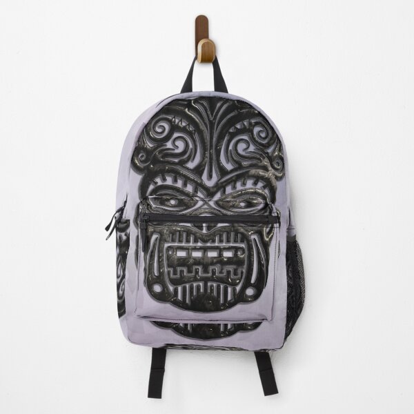 Item preview, Black and Silver Tiki Mask - Tribal Vector Illustration - Metal Print designed and sold by Keltoi-art.
