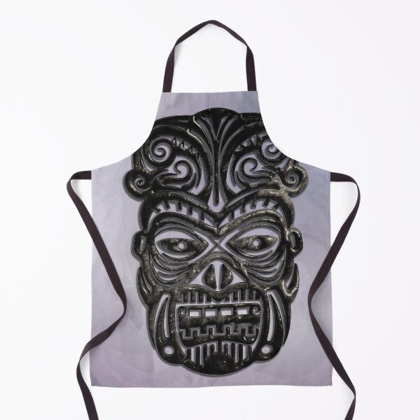 Item preview, Black and Silver Tiki Mask - Tribal Vector Illustration - Metal Print designed and sold by Keltoi-art.