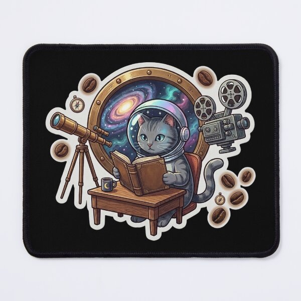 Item preview, Retro Space Academia Cat - Vintage Cosmic Coffee Sticker Pack designed and sold by Barkashow.