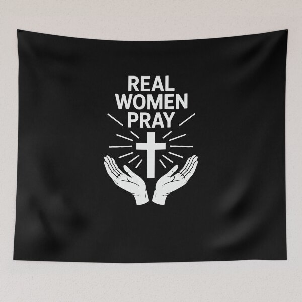 Item preview, Real Women Pray Christian Faith Cross Hands designed and sold by SuperAndSocial.