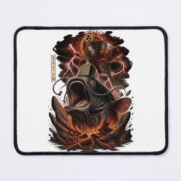 Item preview, Namazu Earthquake Catfish and Kashima Warrior – Japanese Mythology Yokai Art designed and sold by kaxymax.