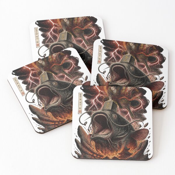 Item preview, Namazu Earthquake Catfish and Kashima Warrior – Japanese Mythology Yokai Art designed and sold by kaxymax.