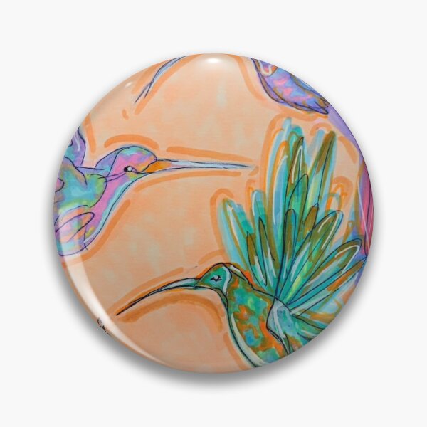 Item preview, Vibrant Hummingbird Trio – Abstract Nature Illustration designed and sold by PareidoliaMan.