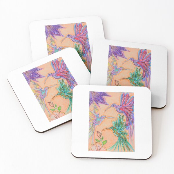 Item preview, Vibrant Hummingbird Trio – Abstract Nature Illustration designed and sold by PareidoliaMan.