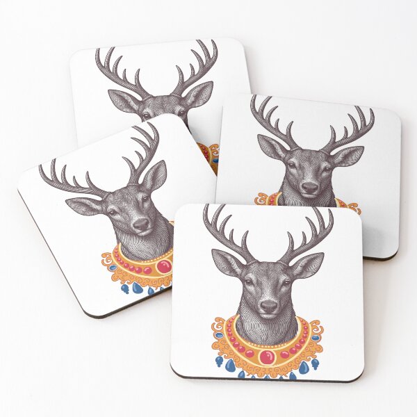 Item preview, Regal Deer with Jewel Collar | Vintage Woodland Portrait designed and sold by GorinART.
