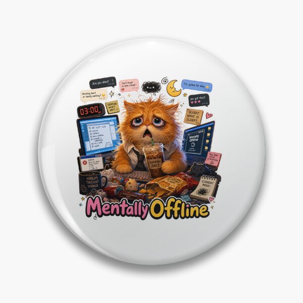 Item preview, Mentally Offline Stressed Cat 3AM Meme designed and sold by Ashley critters.