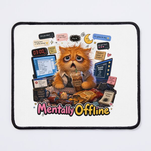 Item preview, Mentally Offline Stressed Cat 3AM Meme designed and sold by Ashley critters.