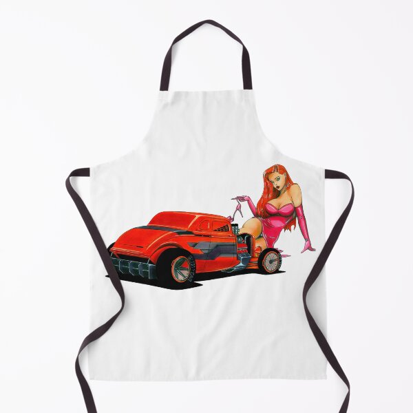Item preview, Exclusive drawing modern sci-fi american Street Rod 1935 orange Chevy Coupe V8 Small-Block with beautiful ginger hair girl designed and sold by Cars23.