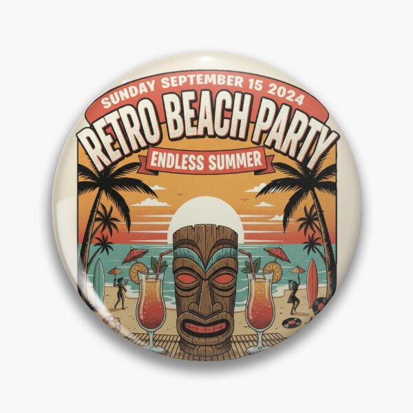 Item preview, Retro Beach Party 2024 – Endless Summer Tiki Vibes designed and sold by ObsidianUruk.