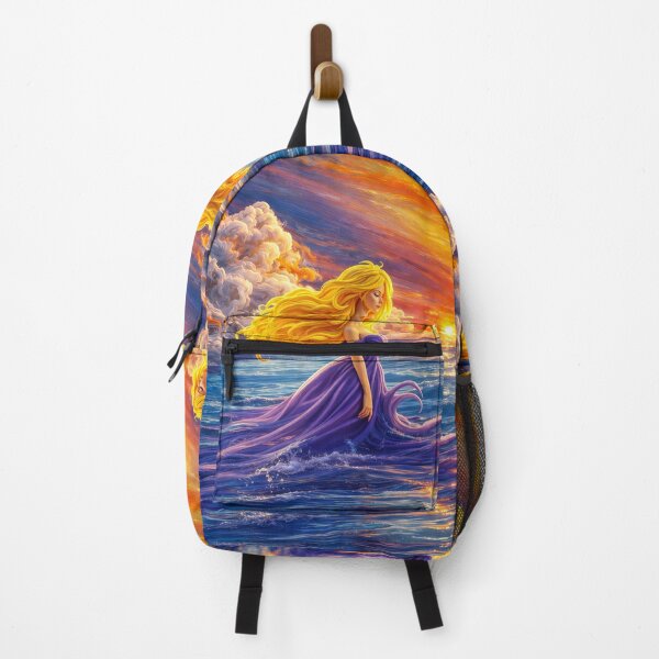 Item preview, Woman Ocean Sunset - Digital Painting Purple Dress - Fantasy Print designed and sold by Keltoi-art.