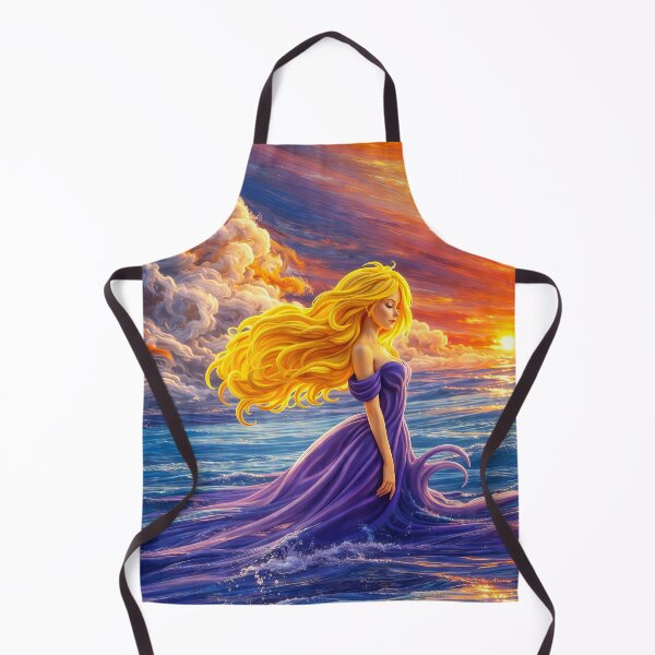 Item preview, Woman Ocean Sunset - Digital Painting Purple Dress - Fantasy Print designed and sold by Keltoi-art.