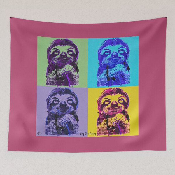 Item preview, Sloth Life No.8: Pop Art Sloth Stop Overthinking Design designed and sold by NO BEAVER NO PUNK.
