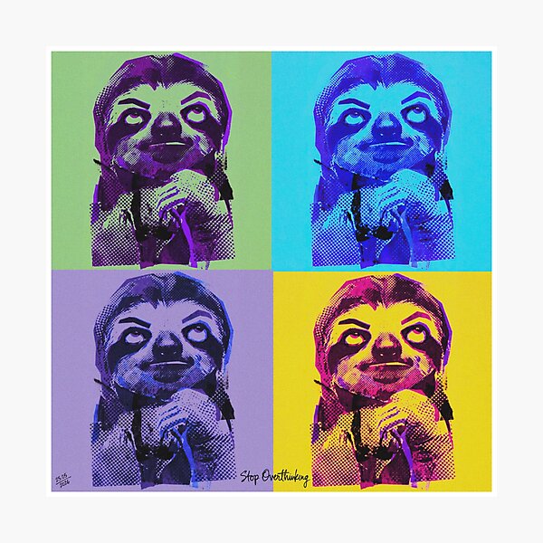 Item preview, Sloth Life No.8: Pop Art Sloth Stop Overthinking Design designed and sold by NO BEAVER NO PUNK.