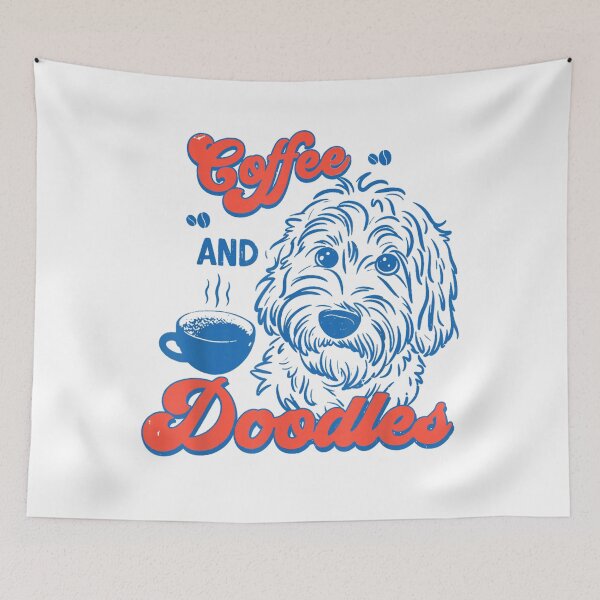 Item preview, Coffee And Doodles | Retro Goldendoodle Dog Mom Coffee Lover designed and sold by Alluka Brand.