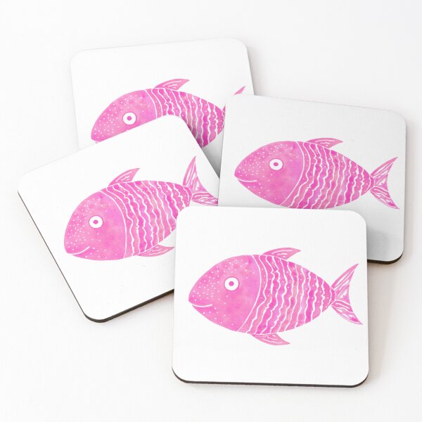 Item preview, Pink Striped Fish Watercolor  designed and sold by AlinaArt&Design.