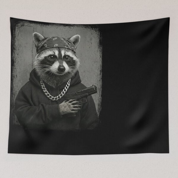 Item preview, Urban Raccoon Bandana Chain Hoodie designed and sold by d247.