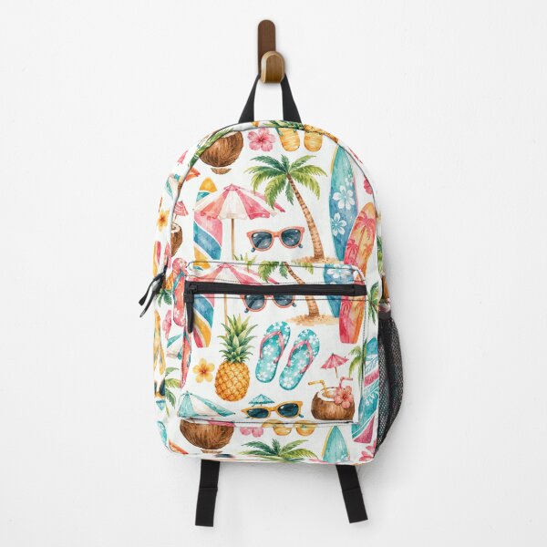 Item preview, Tropical Beach Icon Watercolor Seamless Summer Pattern designed and sold by Inkworksbyshery.