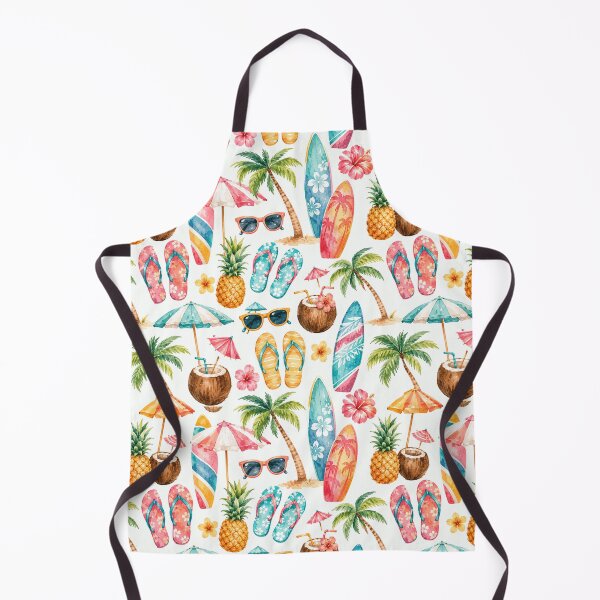 Item preview, Tropical Beach Icon Watercolor Seamless Summer Pattern designed and sold by Inkworksbyshery.
