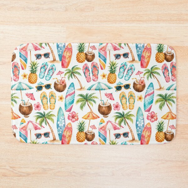 Item preview, Tropical Beach Icon Watercolor Seamless Summer Pattern designed and sold by Inkworksbyshery.