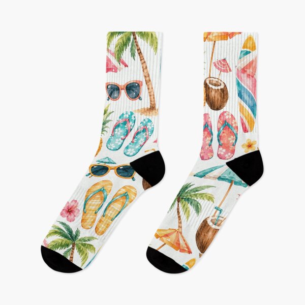 Item preview, Tropical Beach Icon Watercolor Seamless Summer Pattern designed and sold by Inkworksbyshery.