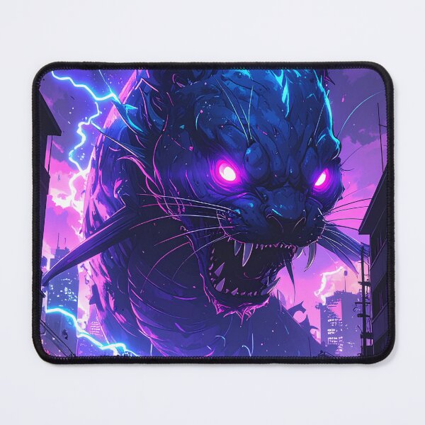 Item preview, Cyber Namazu Kaiju – Neon Japanese Catfish Monster in a Cyberpunk City designed and sold by kaxymax.