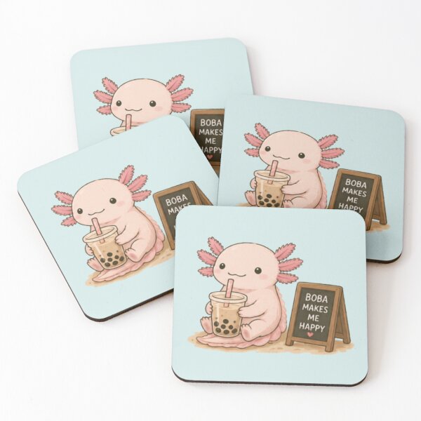 Item preview, Cute Axolotl with Boba Tea designed and sold by MellowMunchkins.