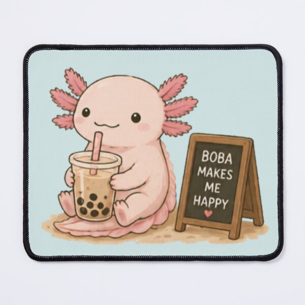 Item preview, Cute Axolotl with Boba Tea designed and sold by MellowMunchkins.