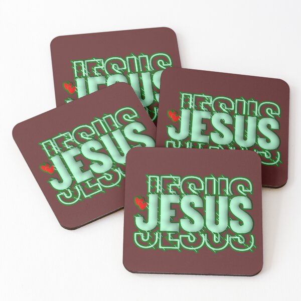 Item preview, Jesus 3D Typography Neon Mint Green Hearts Christian Faith designed and sold by AstronautMerch.