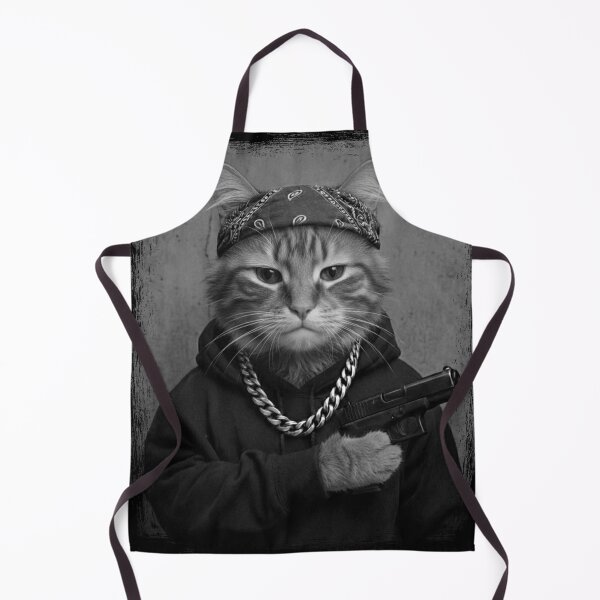 Item preview, Tough Cat in Hoodie with Bandana and Gun designed and sold by d247.