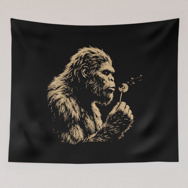 Item preview, Gentle Bigfoot Blowing Dandelion | Vintage Sasquatch Nature Art designed and sold by Alluka Brand.