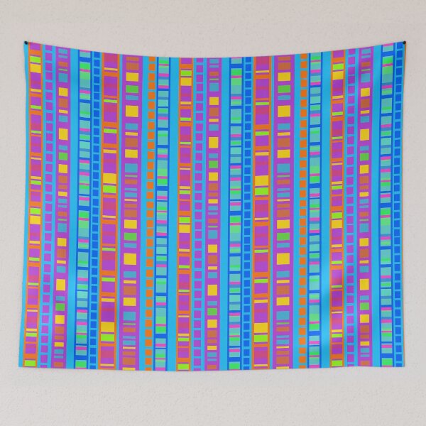Item preview, Multi-colored rectangles on blue designed and sold by MarySchwindt.