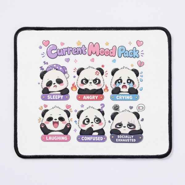 Item preview, Current Mood Pack Kawaii Panda Sticker Sheet designed and sold by Ashley critters.