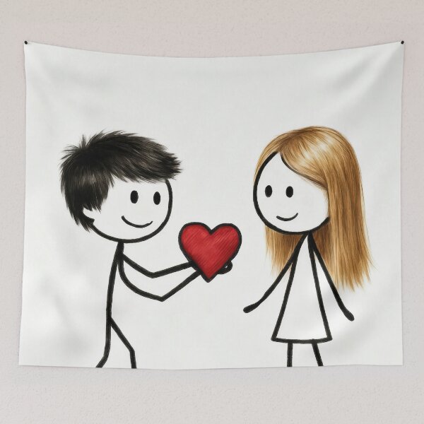 Item preview, Boy Giving Red Heart to Girl designed and sold by Maria Dryfhout.