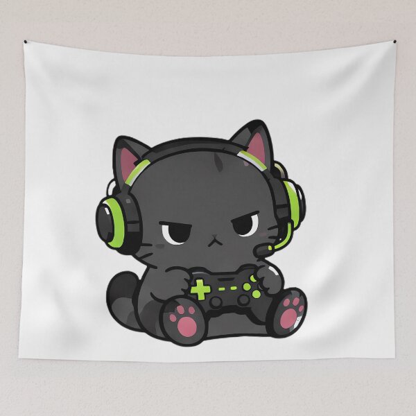 Item preview, Cute Gamer Black Cat Neon Gaming designed and sold by ArtdesignsA.