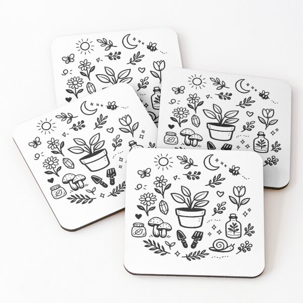 Item preview, Minimalist Celestial Flower Pot and Sun Moon Doodles designed and sold by FANTASYoDarknes.