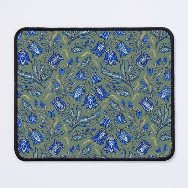 Item preview, Blue bell cottage floral pattern. Hand painted pattern on green background. designed and sold by iclipart.