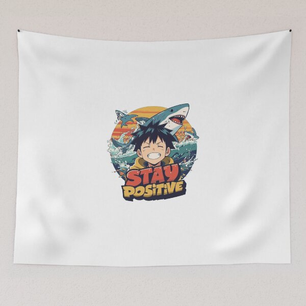 Item preview, Stay Positive Shark Attack Anime Design designed and sold by Regal-Elegances.