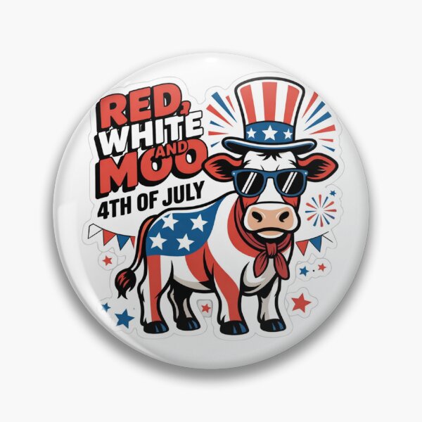 Aperçu de l'œuvre Rouge, blanc et meuglement – Vache des Highlands patriotique, motif classique du 4 juillet créée et vendue par MerchlyMike.