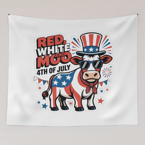 Item preview, Red White and Moo – Patriotic Highland Cow 4th of July Design Classic designed and sold by MerchlyMike.